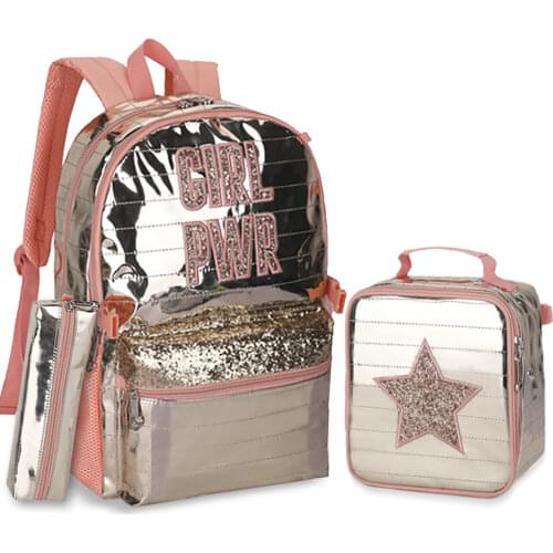 School Bags Backpacks for School Teenagers Girls Waterproof Spine Protection Schoolbag Sequined Detachable Lunch Bag Girls Bags