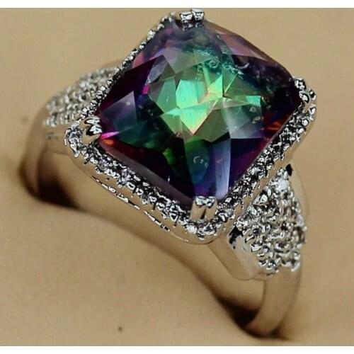 SHUNXUNZE fashion Engagement rings Jewelry & Accessories for women 2019 Rainbow Cubic Zirconia Rhodium Plated R3317 size 6 7 8 9