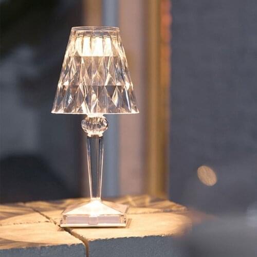 ​Nordic Crystal Bar Table Light Touch Sensor LED Bedside Lamp Creative Acrylic Restaurant Cafe Party Dinner Table Night Light