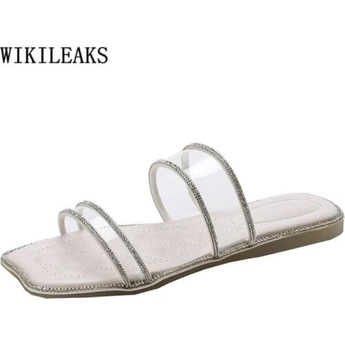 Slides Women Designer Slippers Women Summer 2021 Woman Slippers Crystal Ladies Slippers Female Shoes Zapatos Transparentes Mujer