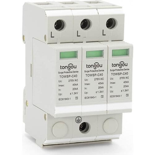 SPD 3P 20KA~40KA C ~275VAC House Surge Protector Protection Protective Low-voltage Arrester Device