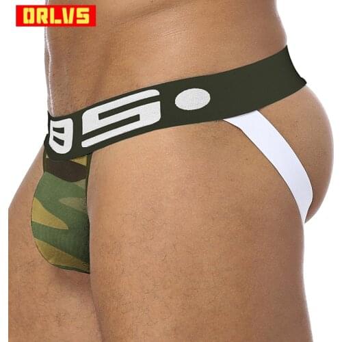 Gay Men Jockstraps Sexy underwear men Camouflage printed Cotton Thongs men calzoncillos hombre slip Gay underwear Penis