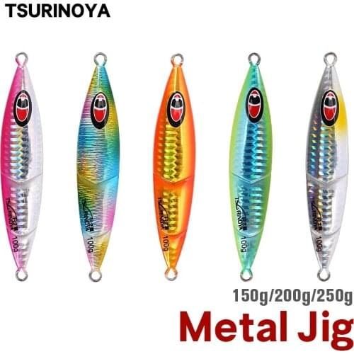 TSURINOYA Slow Metal Jig Lure RAMBLE 150g 200g 250g Metal Spoon Jigging Saltwater Luminous Metal Hard Fishing Lure Sea Fishing