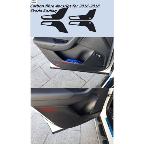 Carbon fibre 4pcs/lot for 2016-2018 Skoda Kodiaq car stickers car accessories door protection kick cover car accessories