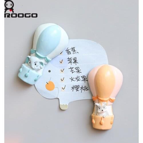 Roogo Hot Air Balloon Fridge Magnet Souvenir Resin Craft Cartoon Animal Pattern Refrigerator Magnetic Sticker Kitchen Decor