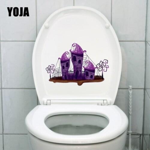 YOJA 22.4X15.3CM Purple Cartoon Spider For Halloween Pattern Toilet Decal Living Room Home Decor Wall Sticker T5-1228