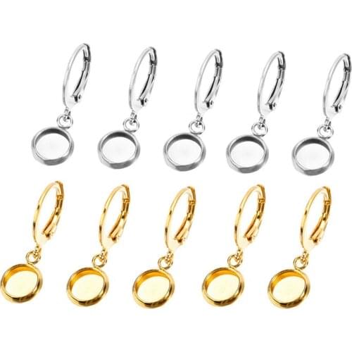 10pcs Stainless Steel Earring Findings Cabochon Base Settings 6mm 8mm 10mm 12mm Gold Blank Earring Base Diy Supplies For Jewelry