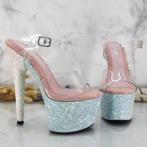 Leecabe 17CM/7Inch Womens Platform Sandals party High Heels Shoes Pole Dancing Shoes