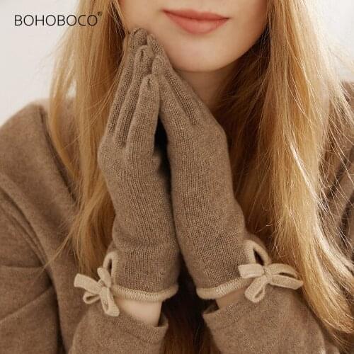 100% Cashmere warm gloves new fashion pure color cashmere gloves in winter