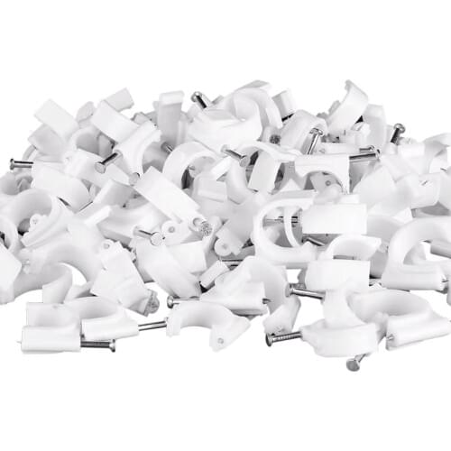 100pc/pack Plastic Cable Clip Wire Cord Fastener Carbon Steel Nails Round Organizer Wiring Accessories Wall holder Home Hardware