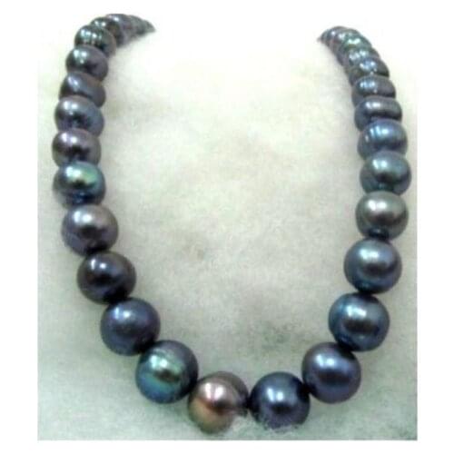 12-13mm black TAHITIAN pearl necklace 18inch