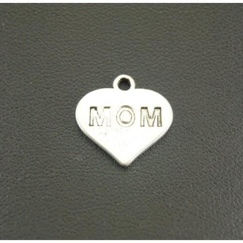 30pcs Silver Color Heart Mom Charms Pendant DIY jewelry making A610