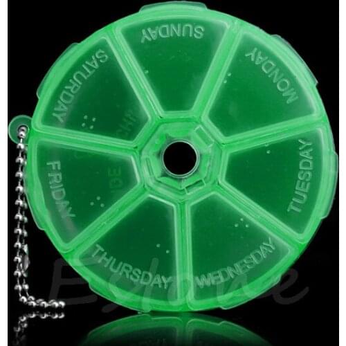 7 Day Weekly Pill Dispenser Organizer Medicine Box Case Holder Container Round