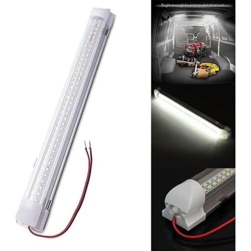 1x 12V 72 LED Car Interior White Strip Lights Bar Lamp Van Caravan ON OFF Switch Mar27 Drop Ship