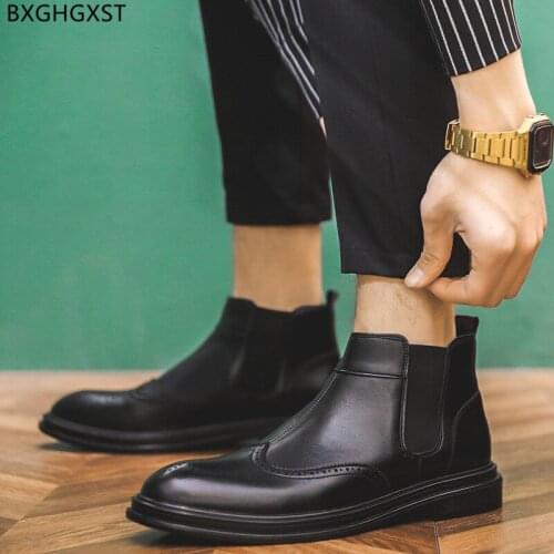 Chelsea Boots Men Luxury Designer Shoes Man Leather Boots for Men Male Ankle Boots Black Brand Boots for Man 2021 Zapatos Hombre