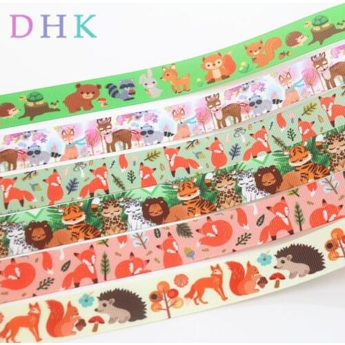 DHK 50yards animals fox squirrel printed grosgrain Ribbon Accessory hairbow headwear decoration Wholesale OEM S1031