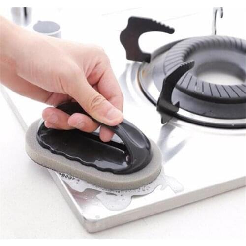 Emery Sponge Brush Eraser Scrub Handle Grip Sink Pot Bowl Kitchen Cleaning Tool