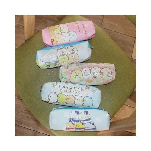 IVYYE Sumikko Gurashi Style Anime Cosmetics Bags PU Zipper School Pencil Case Storage Pen Bag Pouch Stationery Unisex Gifts New