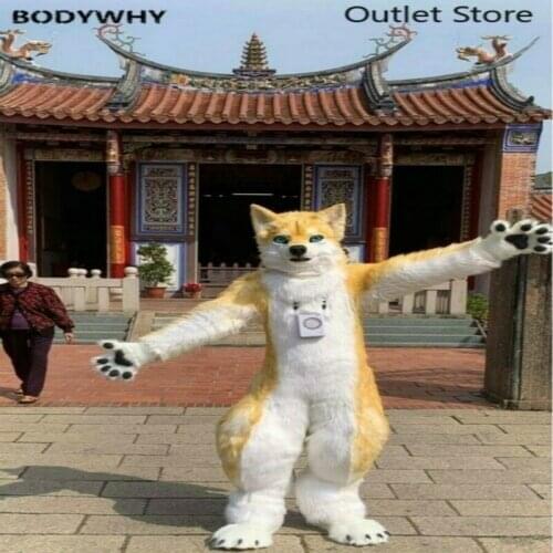 White Long Fur Husky Fox Dog Mascot Costume Cosplay Dress Furry Suits Party Fursuit Outfits Carnival Halloween Xmas Ad Clothes