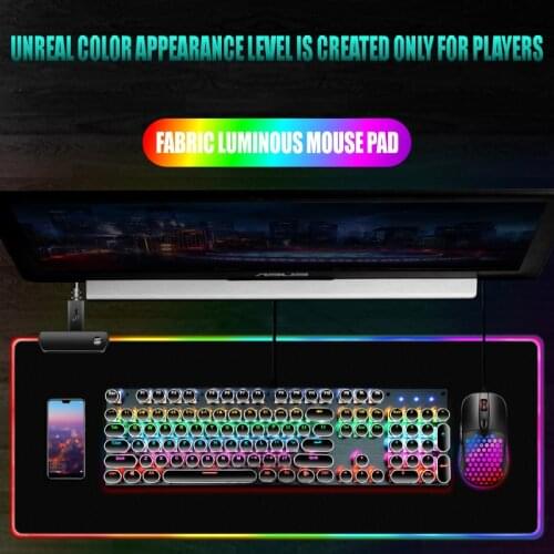 LED Light Mouse Pad Gamer Mousepad Colorful Surface Mouse Mat RGB Large Keyboard Cover Non-Slip Rubber PC Game Besk Mat 3 Sizes