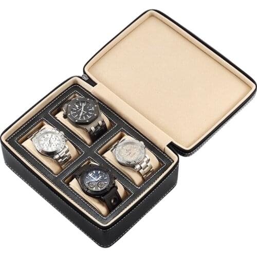 New Leather Watch Box Brown Men Watch Storage Boxes Case Zipper Jewelry Women Gift Display Holder Free Shipping Dropshipping