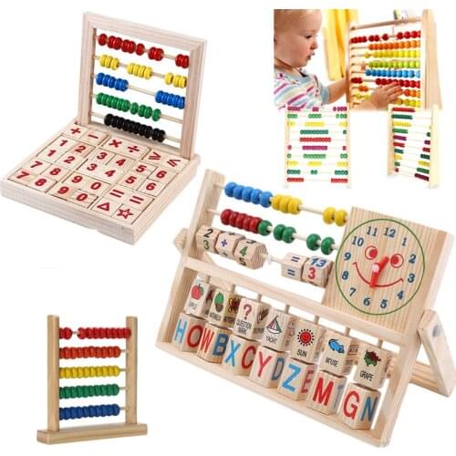 Multifunction Abacus Learning Stand Wooden Montessori Toys Counting Cognition Board Early Educational Math Toy For Children Gift