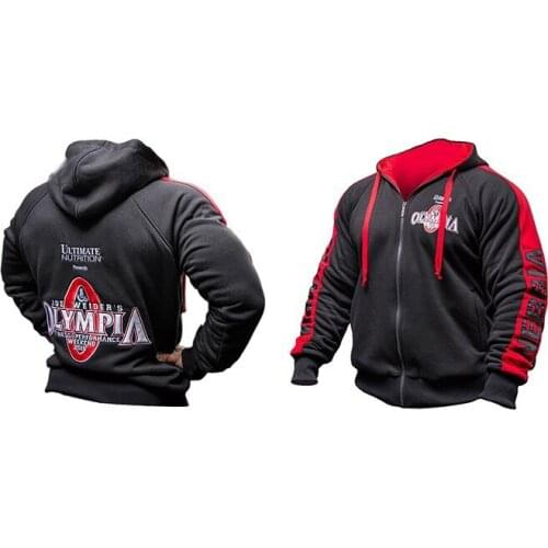 Mens hooded bodybuilding training suit loose sports cardigan musclewear coat MEN breathable sweat absorption cotton hoodies