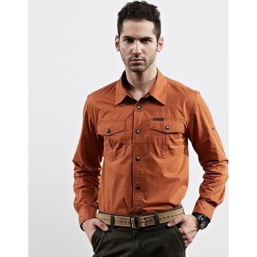 New Mens Cotton Long Sleeve Military Style Cargo Tactical Work Shirt S-3XL