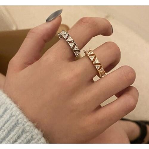 VENTFILLE 925 Sterling Silver Rings Gold Color Zircon Interware Opening Handmade Ring Fashion Fine Jewelry