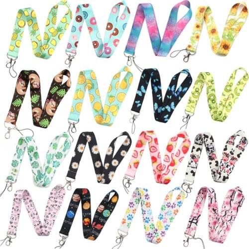 P5730 Dongmanli 1pcs Plant Flower Keychain Lanyards Id Badge Holder ID Card Pass Gym Mobile Phone USB Holder Key Rins Strap