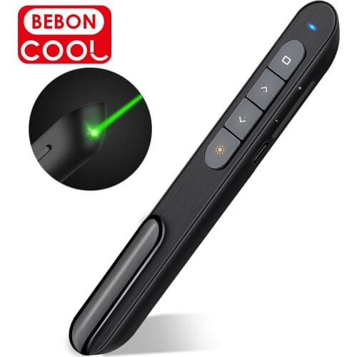 Rechargeable Laser Pointer Green RF 2.4 GHz Dual Modes for Powerpint Clicker Wireless Presenter Presentation Clicker ppt Clicker