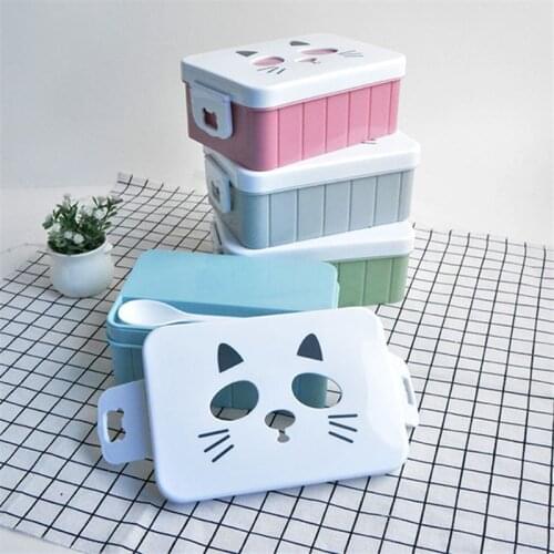 Plastic Cartoon Cute Lunch Box for Kids School Bento Box Creative Heated Portable Thermo Food Container Office Home Lunchbox