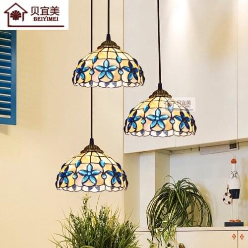 Tiffany Mediterranean style natural shell Pendant Lights lustres night light led lamp floor bar home lighting Free shipping