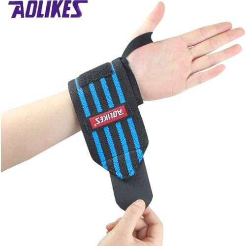 AOLIKES 1 Pair Wrist Strap Support bandages for powerlifting Fitness Sport Wrist bands webbing gym 3 Colors Training Necessary