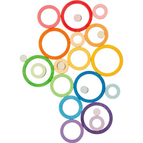 Rainbow Nesting Circle Palette Nordic Toy Kids Creative Wooden Stacking Game Baby Montessori Educational Toys for Children