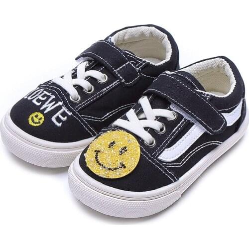 Baby Shoes Smiling Face Infant Boy Girl Shoes Newborn Soft Anti-Slip Sole Unisex Toddler Casual Canvas Crib Shoes