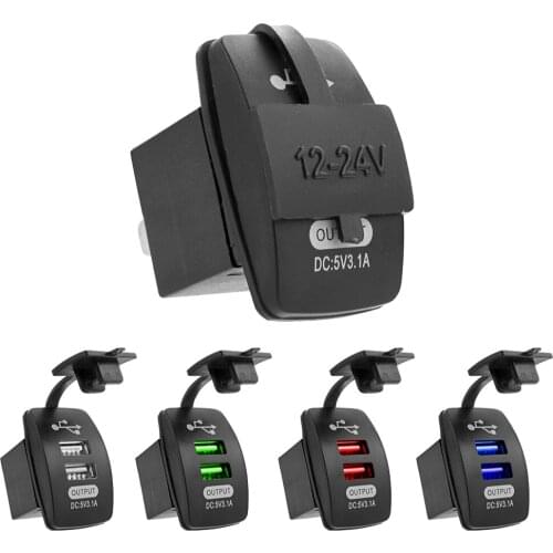 Universal Car Charger 3.1A Waterproof Dual Port Auto Adapter Outlet DC 12V 24V Mobile Phone Charger For Iphone Huawei Xiaomi