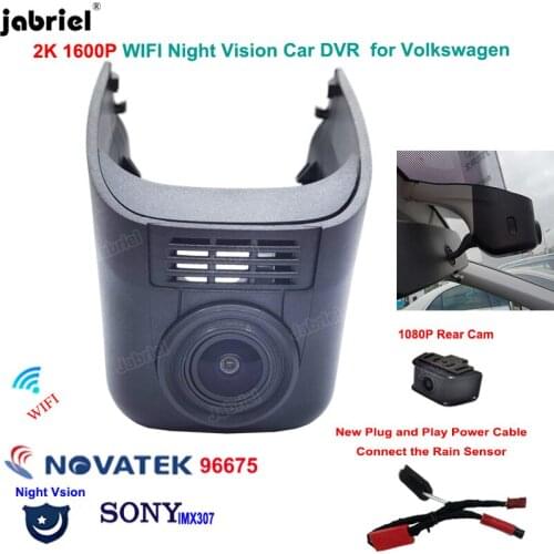 2K 1600P Car DVR Dash Cam for Volkswagen Tiguan Tarek Atlas Polo Passat Touran Taigun Golf Arteon Sharan Arteon Multivan Skoda