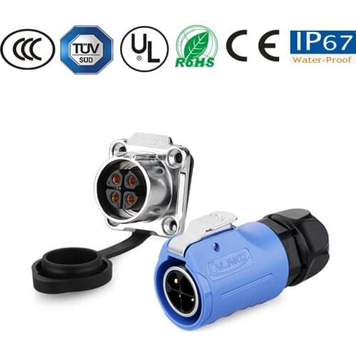 Waterproof Connector Cable Conductor, Public Plug, Female Socket M20 4 Pin led Lamp/Electronic Equipment/Power Control Connector