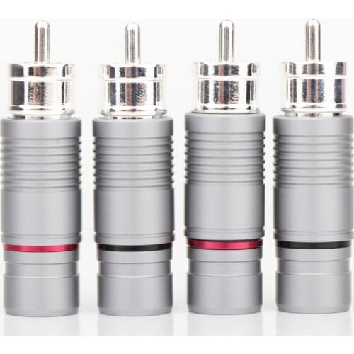 4PCS R1751 High End Top Quality Silver Plated RCA Audio Plug Connector HIFI RCA MALE Plug Connector Adapter