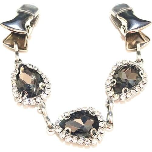 Gray Water Drop Crystal Jewelry Brooch Sweater Cardigan Guard Clip Women Shawl Cloak Cape Clasp