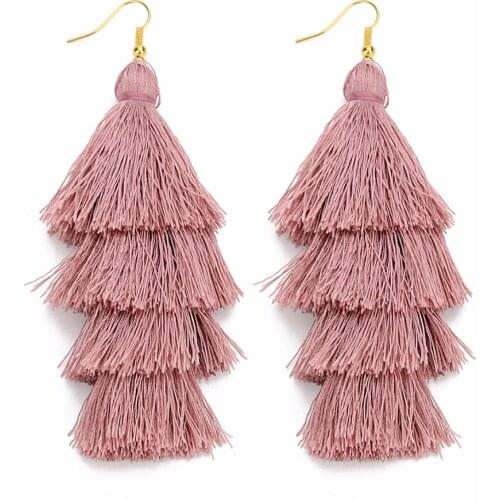 LOULEUR Bohemian Ethnic Multi-layers Tassel Earrings for Women Long Dangle Drop Statement Earrings 2019 Summer Hot Boho Jewelry
