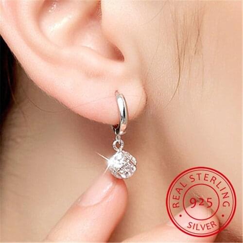 New arrival shiny CZ zircon 925 sterling silver ladies`stud earrings jewelry birthday gift wholesale anti-allergic women