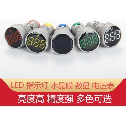 1PCS AD101-22VM Round crystal film digital voltmeter signal light indicator LED highlight aperture 22mm AD16-22DSV
