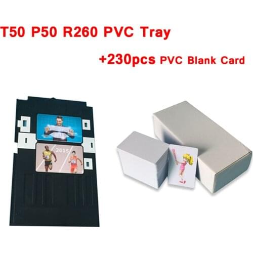 1PC Tray card for Epson T50 T60 P50 R260 R270 R280 R290 Tray Card inkjet printer PVC ID Card tray + 230PCS PVC Blank White Card