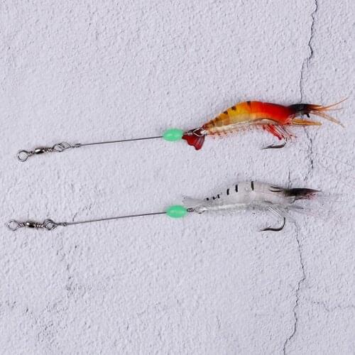 1pc 9cm 6g Shrimp Soft Lure Fishing Artificial Bait With Glow Hook Swivels
