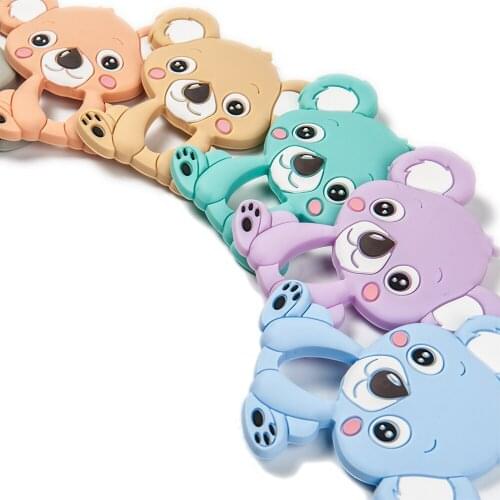 Cute-Idea 1pc Silicone Koala Animal Cartoon Teether Chewable Pendant Accessories Pacifier Chain Food Grade Baby Product Toy
