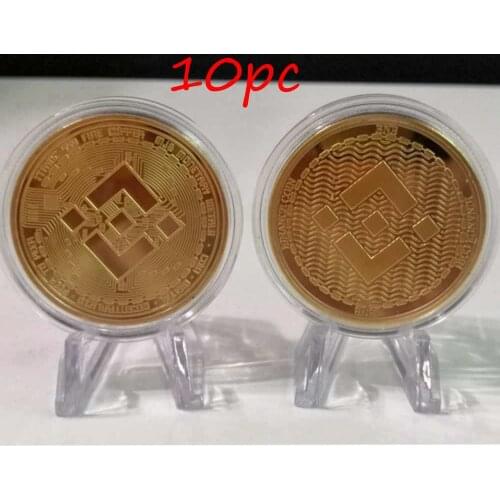 10PC Metal Gold Plated Physical BNB Binance Coin Souvienir Commemorative Coins Collectible Coins