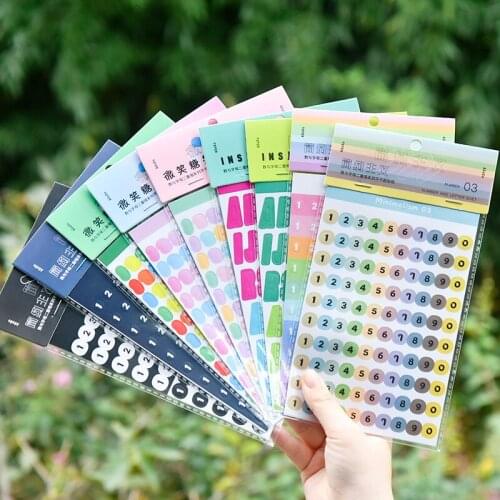 2 Sheets Digital Alphabet Expression Self Adhesive Paper Stickers DIY diary Bullet Journal Decoration sticker album scrapbooking