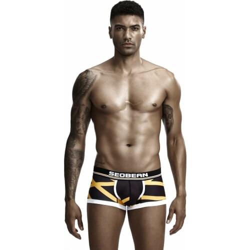 2019 Mens New Low-rise Fashion Sexy Underpants Mens Brand Underwear Soft ICE SILK Boxer Shorts GoldenBand M-XXL